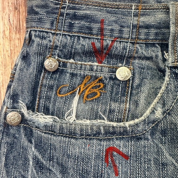 VIntage Makaveli Jeans Men’s 2pac Blue Denim Jean Shorts Size 38 - Picture 5 of 16
